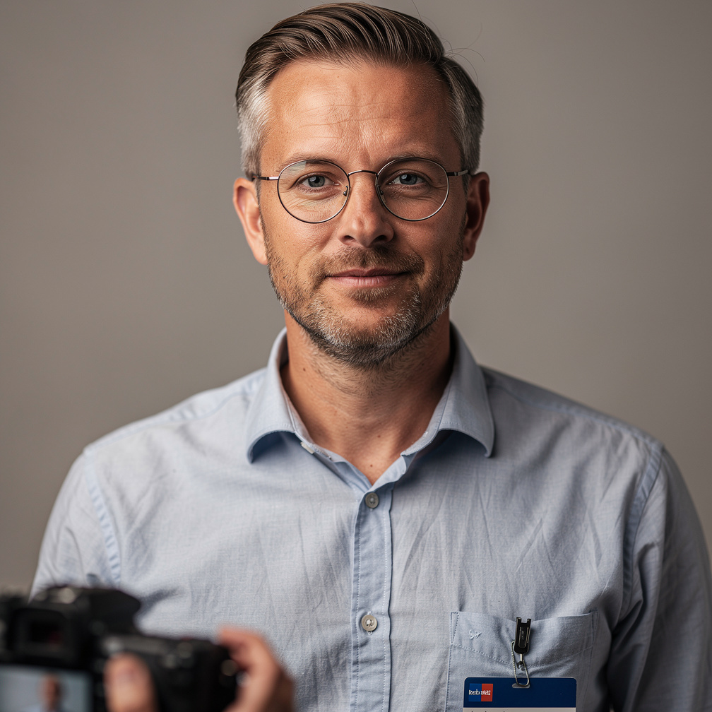 Portrait of a Danish male journalist in his forties